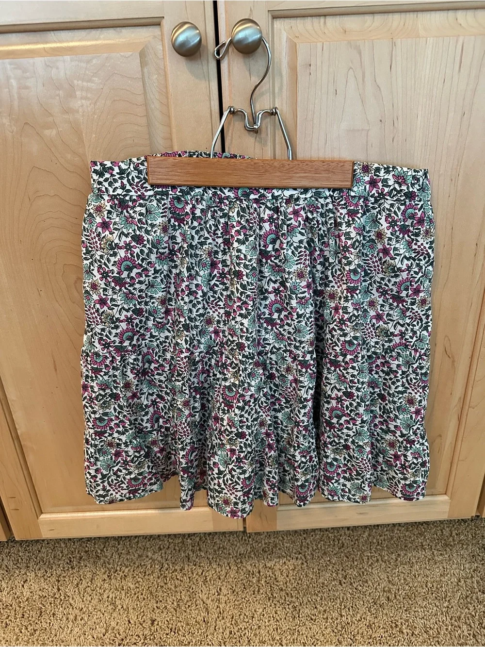 J. Crew Floral Circle Skirt in Pink and Green
